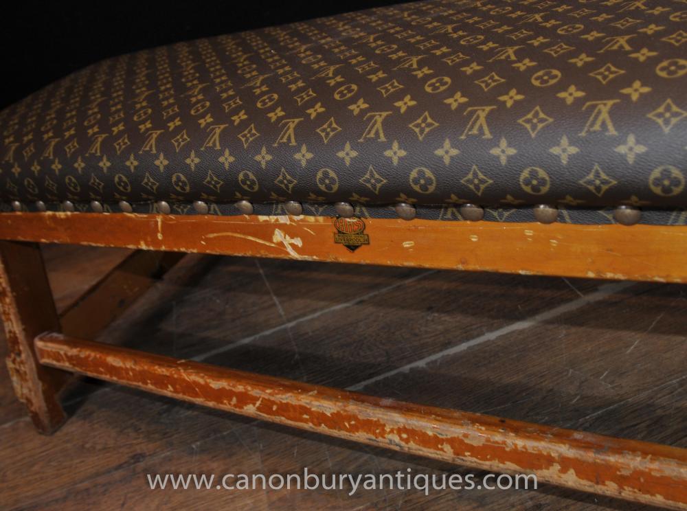 bryder daggry sejr Voksen Antique Architectural Bench Stool Seat with Louis Vuitton Print