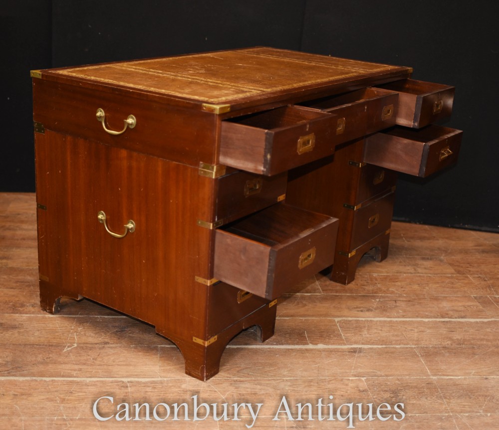 Antique Campaign Desk Mahogany Colonial Table 1930 Ebay