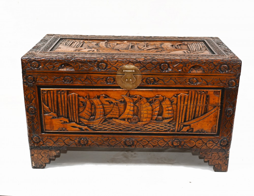 Vintage Hand-Carved Wooden Box Made in Mexico