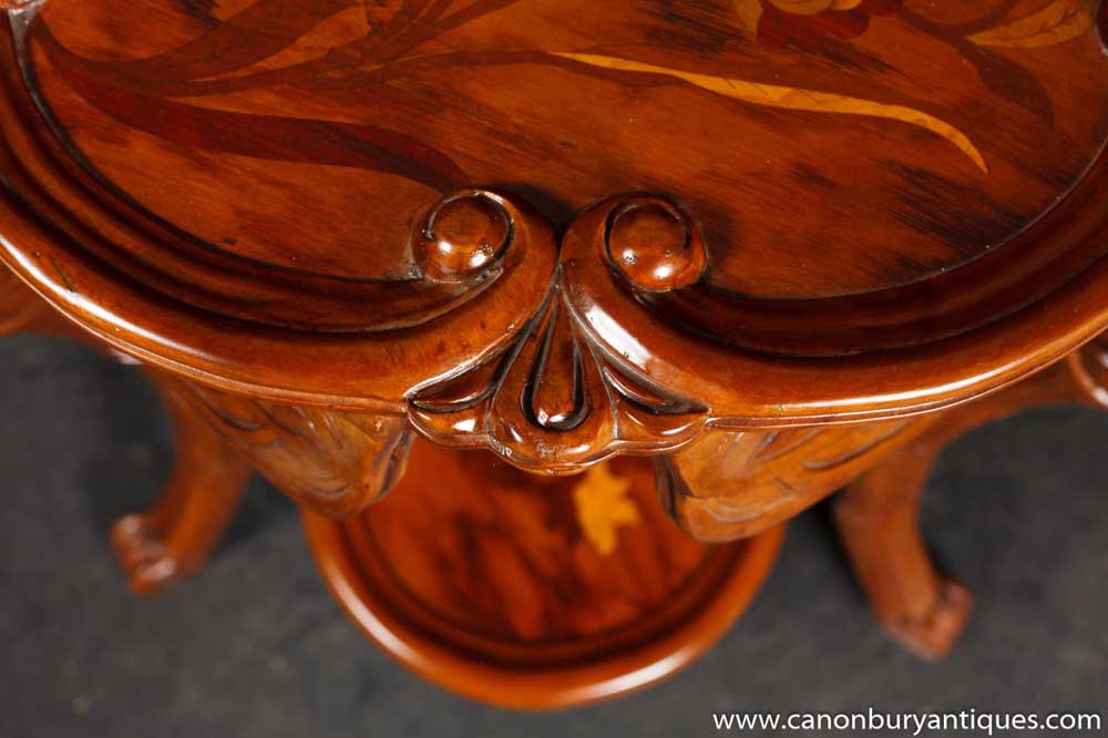 Art Nouveau Walnut Dragonfly Side Table Galle Tables