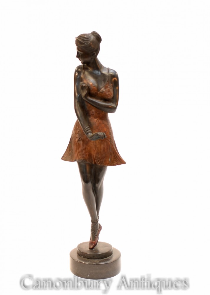 Art Deco Bronze Ballerina Statue - Ballet Dancer