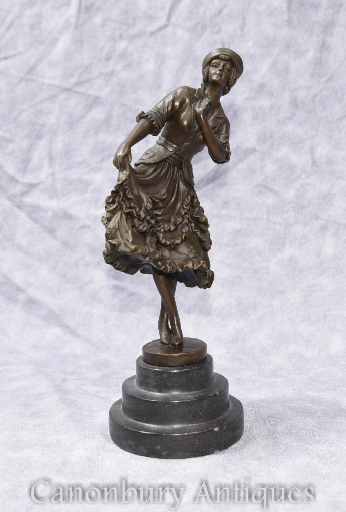 Art Deco Exotic Dancer Figurine Bronze Signed Colinet