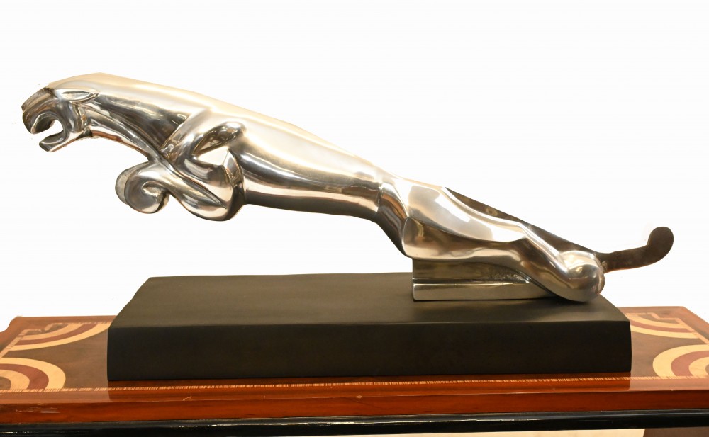 Art Deco Silver Bronze Jaguar Puma Car Hood Ornament Bonnet