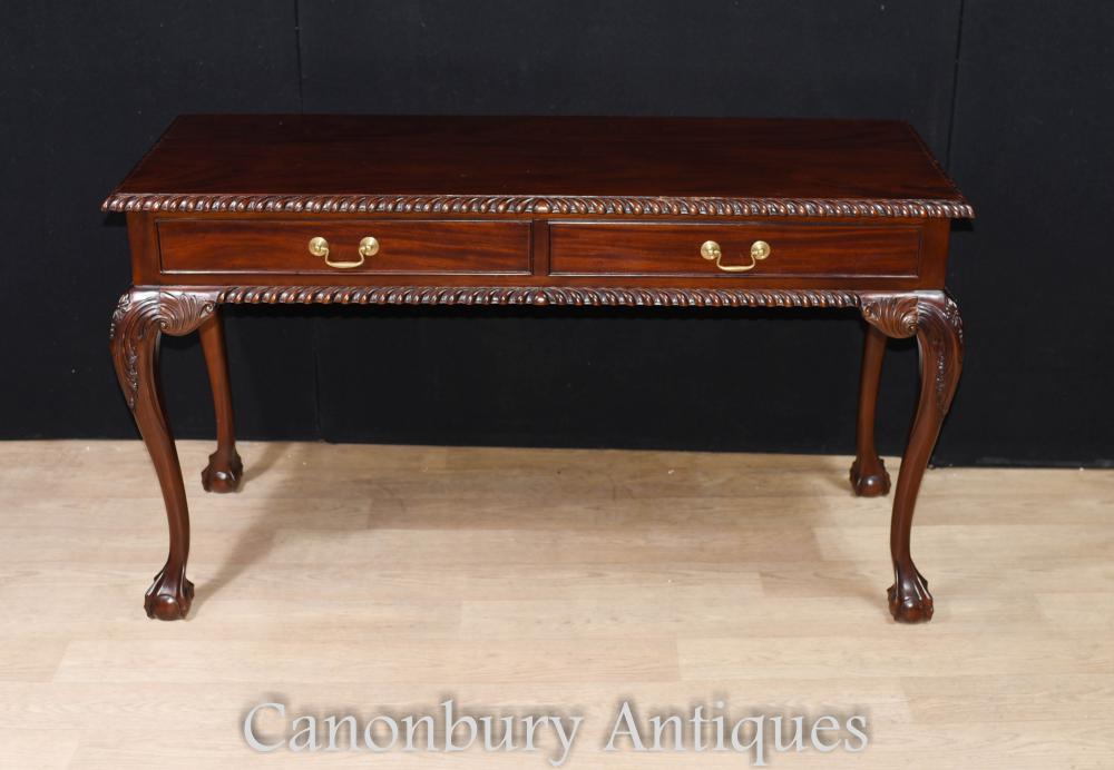 Mahogany Chippendale Console Table, Ball And Claw Writing Desk