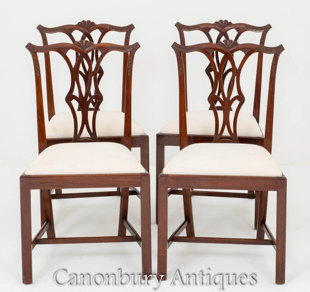 mahogany chippendale dining chairs  set 4  ebay