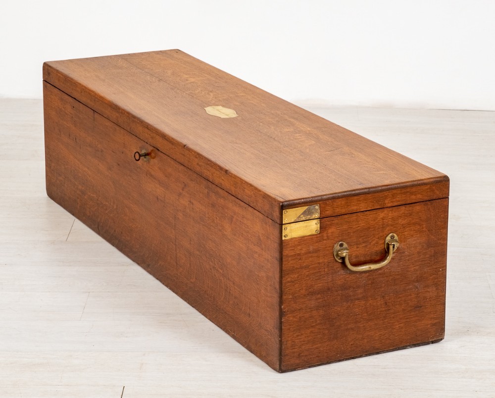 Oak Victorian Trunk Antique Storage Box 1870