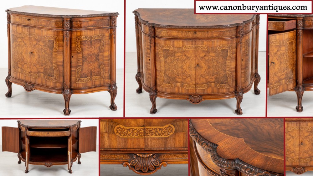 Victorian Walnut Cabinet - Antique Commode 1880