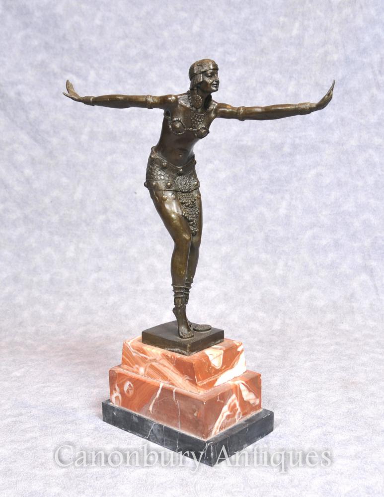 Art Deco Bronze Statue by Chiparus Flapper 1920s Dancer Figurine
