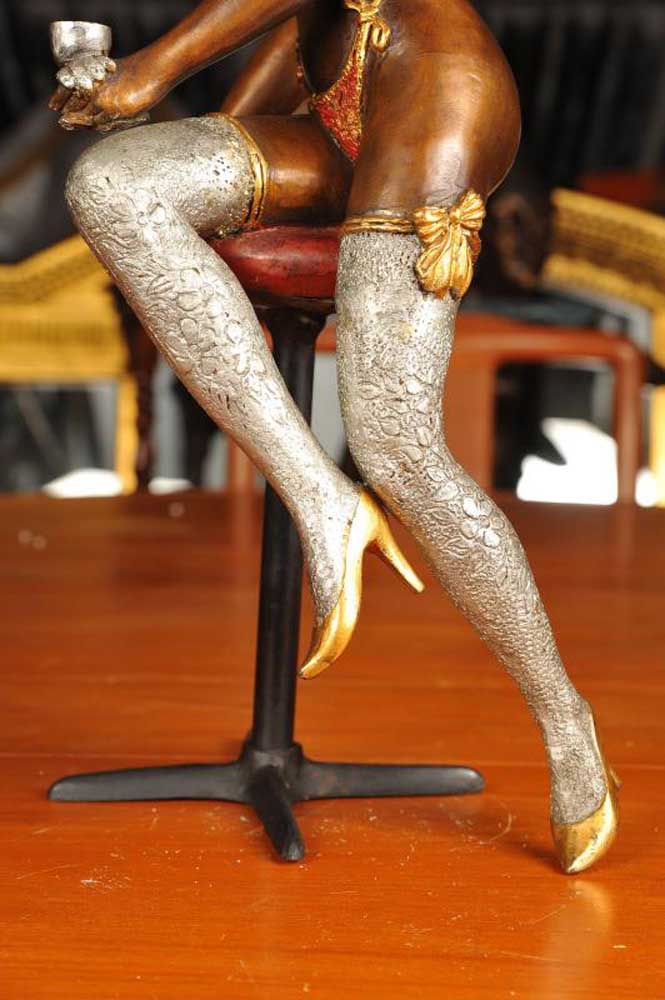 Bronze Burlesque Nude Erotic Female Figurine Statue