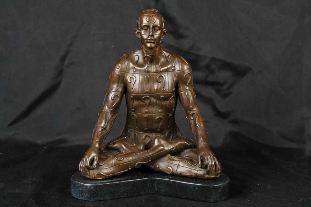 Bronze Casting Yoga Lotus Pose Male Figurine Statue Yogi