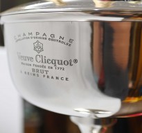Detail of Veuve Clicquot champagne in an ice bucket at Goodwood