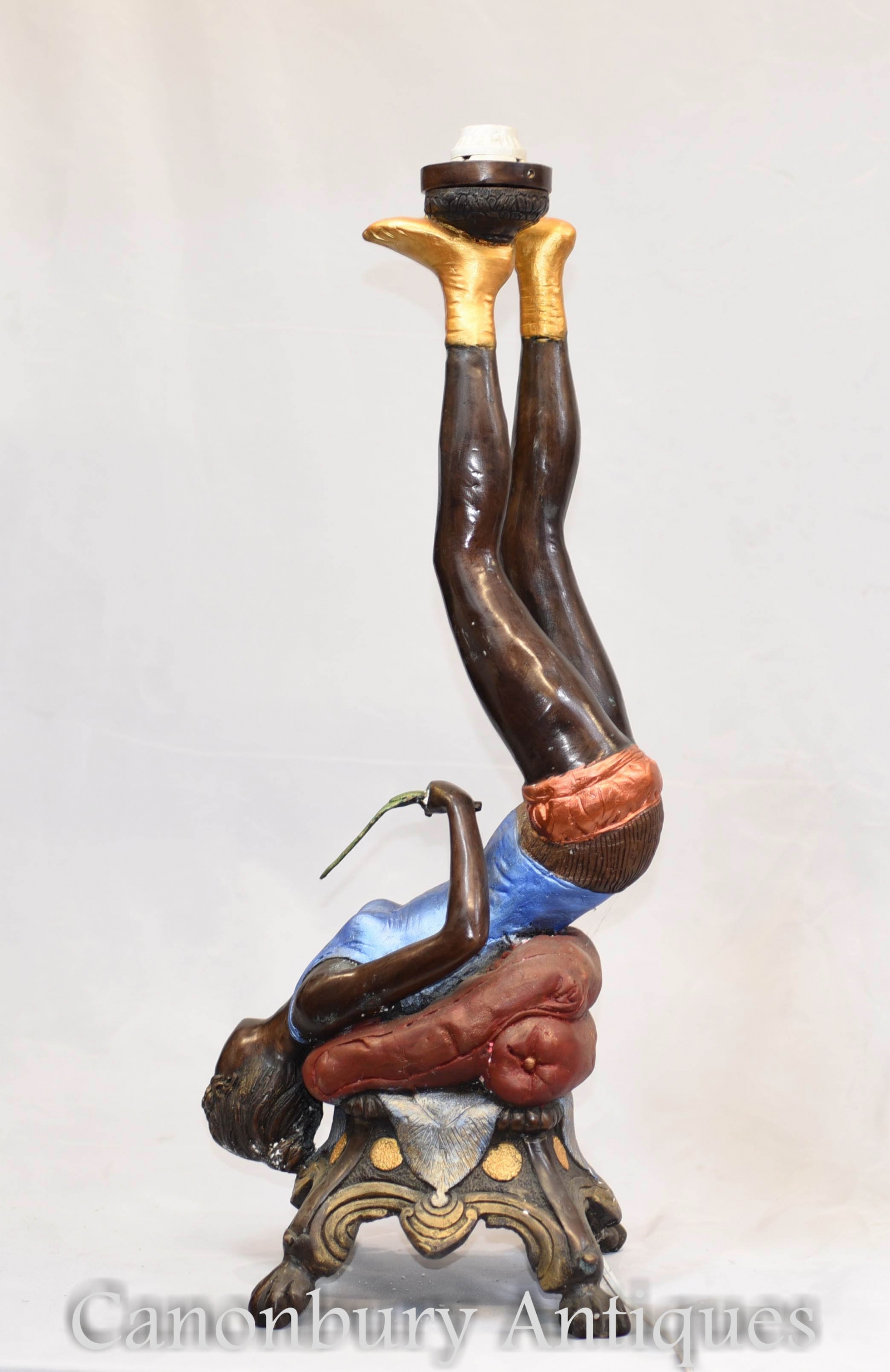 Bronze Burlesque Lamp Statue Erotic Kitsch Art - New Orleans Figurine