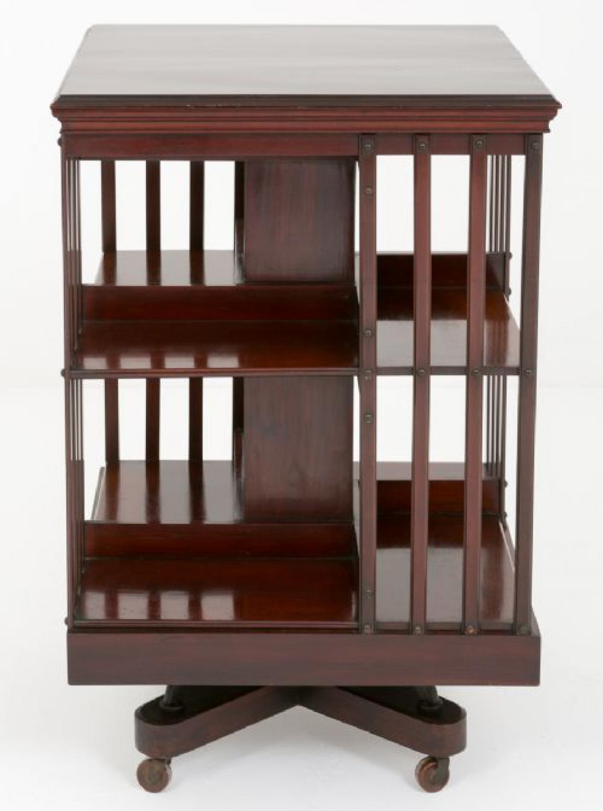 Victorian Mahogany Revolving Bookcase Shelf Support 1890 Ebay